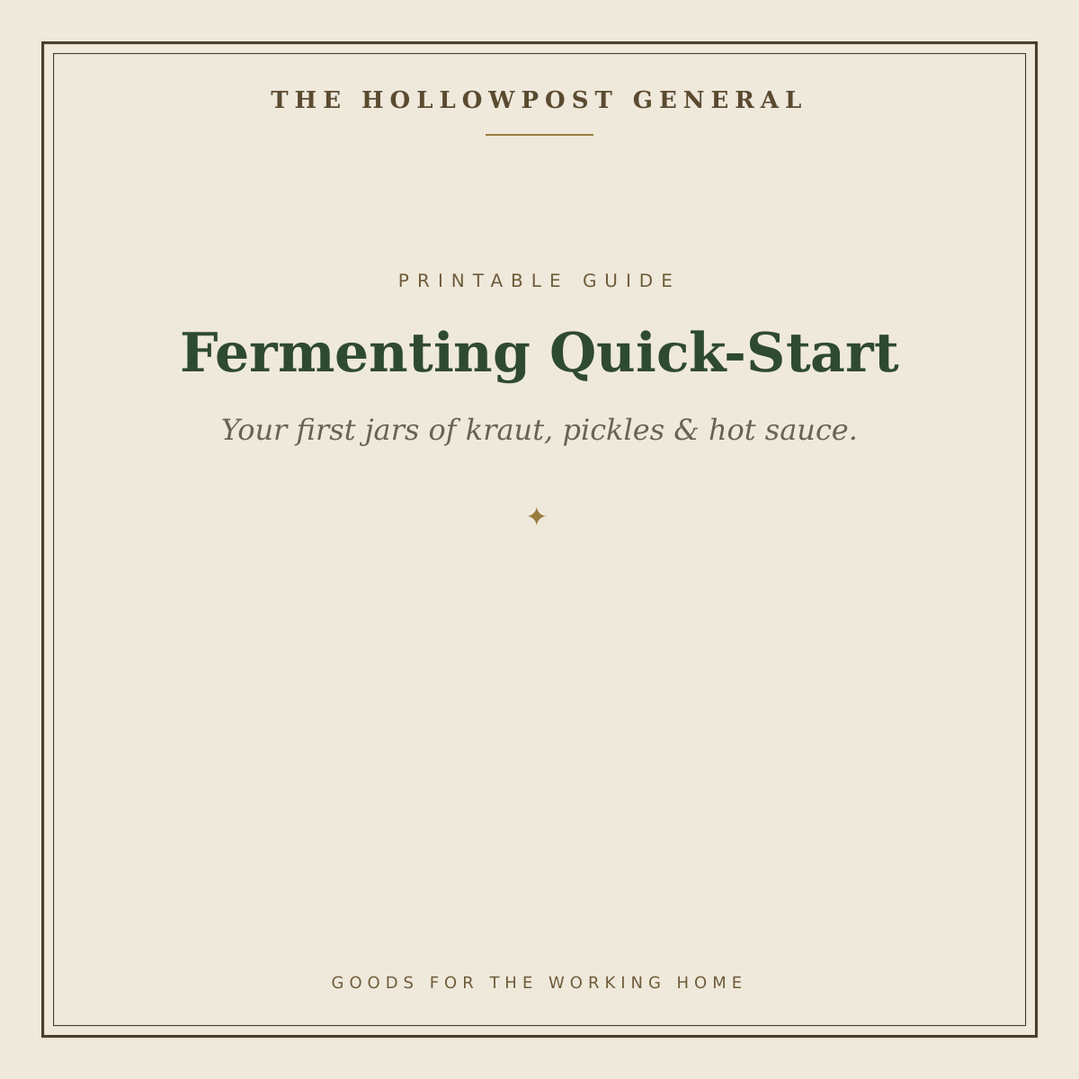 Fermenting Quick-Start printable guide