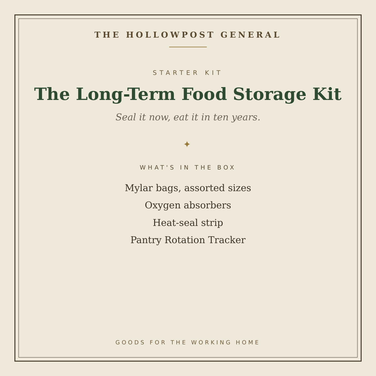 The Long-Term Food Storage Kit