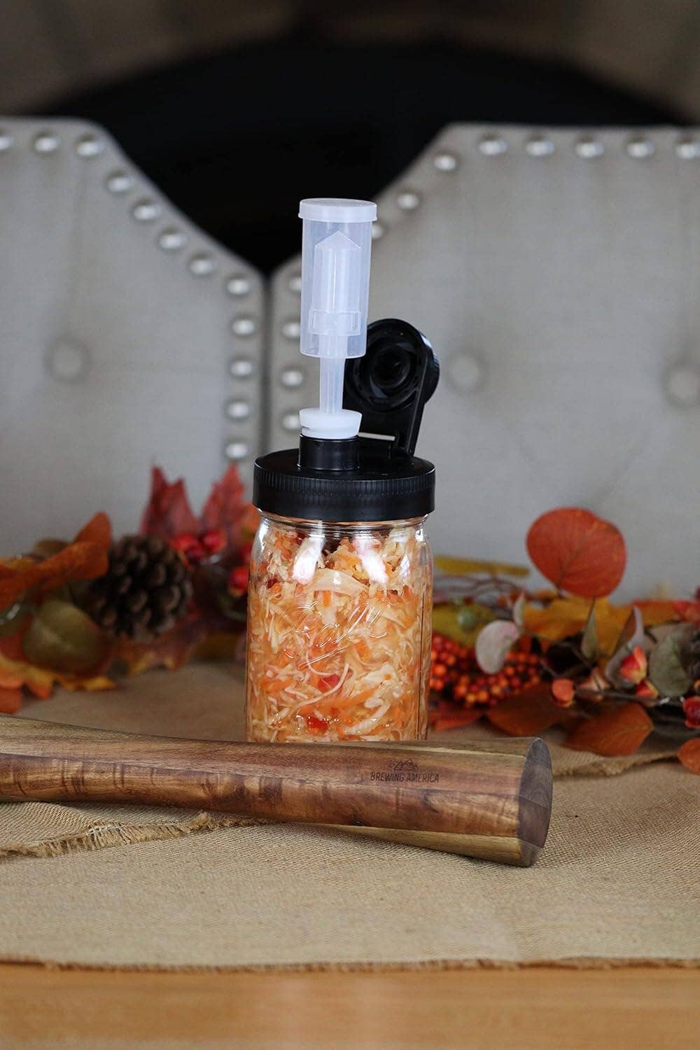 Fermentation Kit Lid for Wide Mouth Mason Jars (Jars Not Included) Blue Fermenting Kit 1 Pack