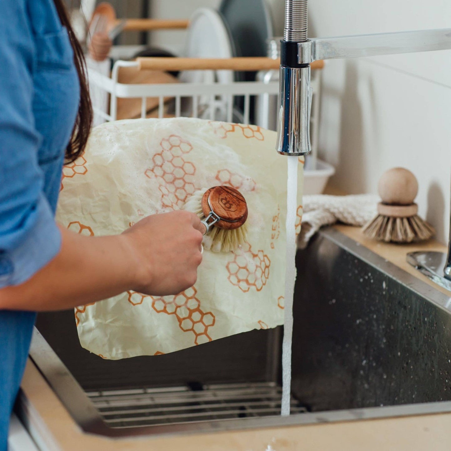 Bees Wrap Beeswax Reusable Bread Wrap - Honeycomb Print