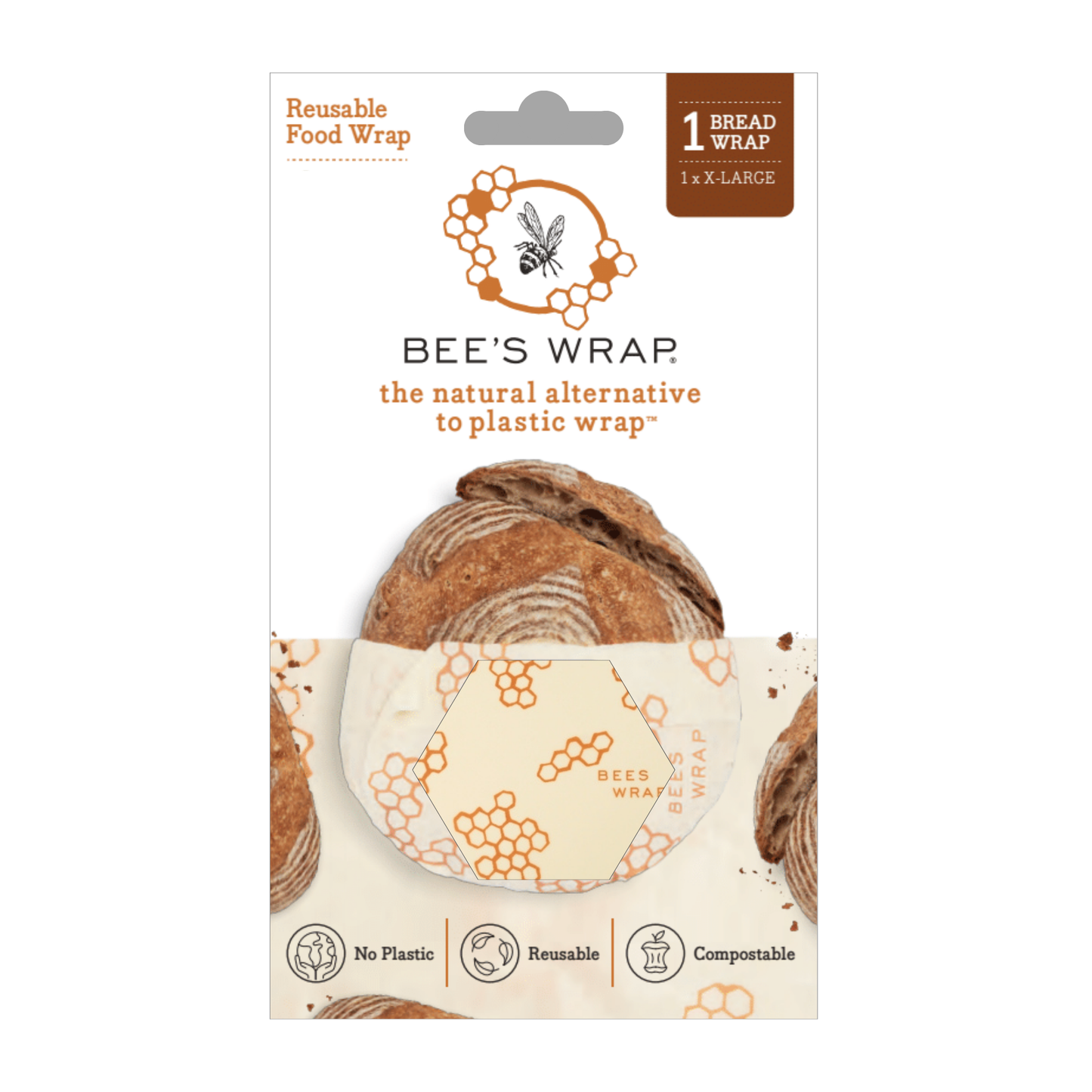 Bees Wrap Beeswax Reusable Bread Wrap - Honeycomb Print