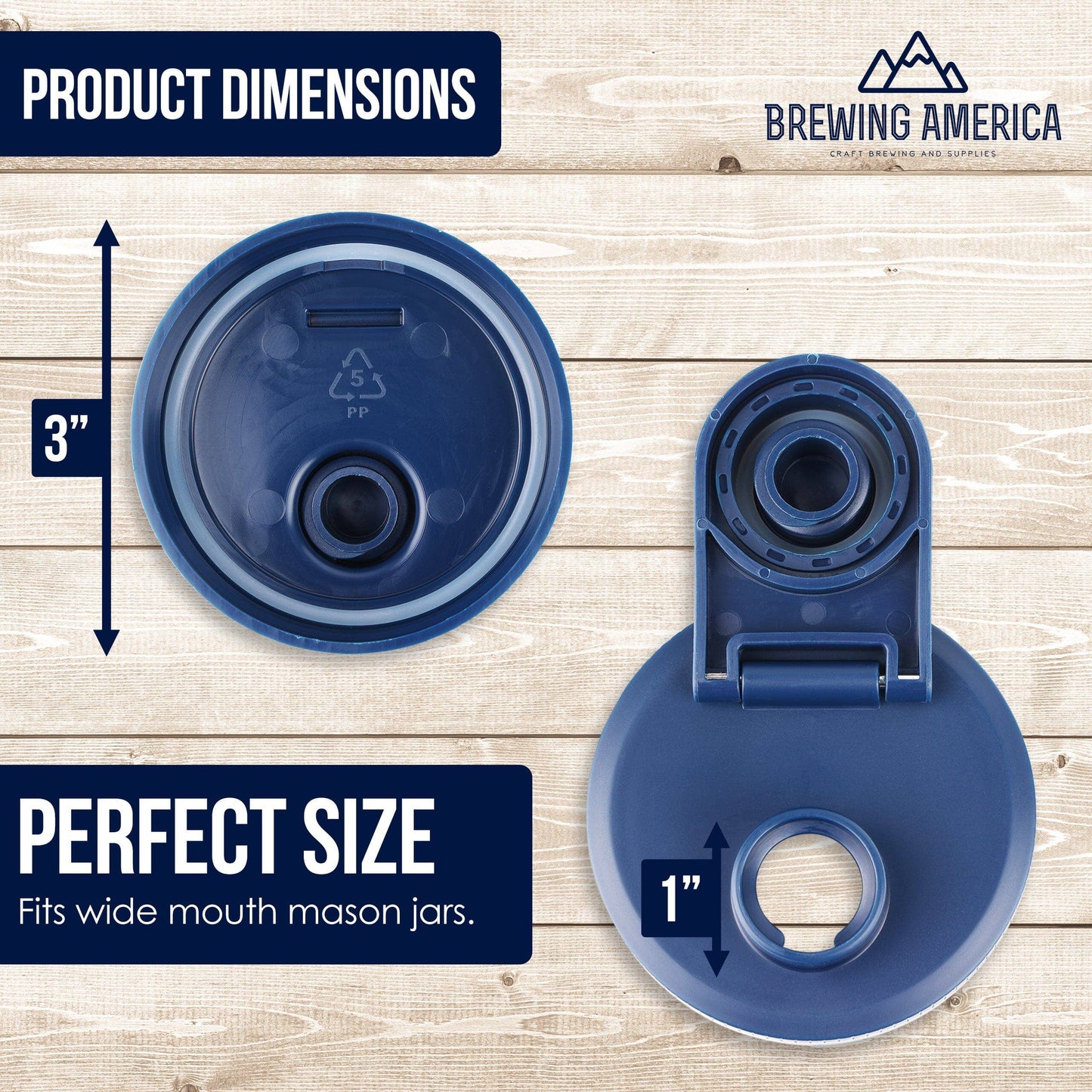 Fermentation Kit Lid for Wide Mouth Mason Jars (Jars Not Included) Blue Fermenting Kit 1 Pack