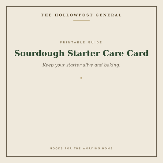 Sourdough Starter Care Card printable guide